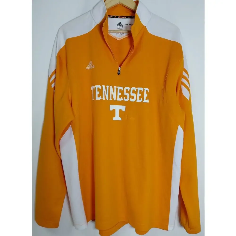 Adidas Scorch Orange Knit Mock Neck Collared Half Zip Jacket Men Size XL